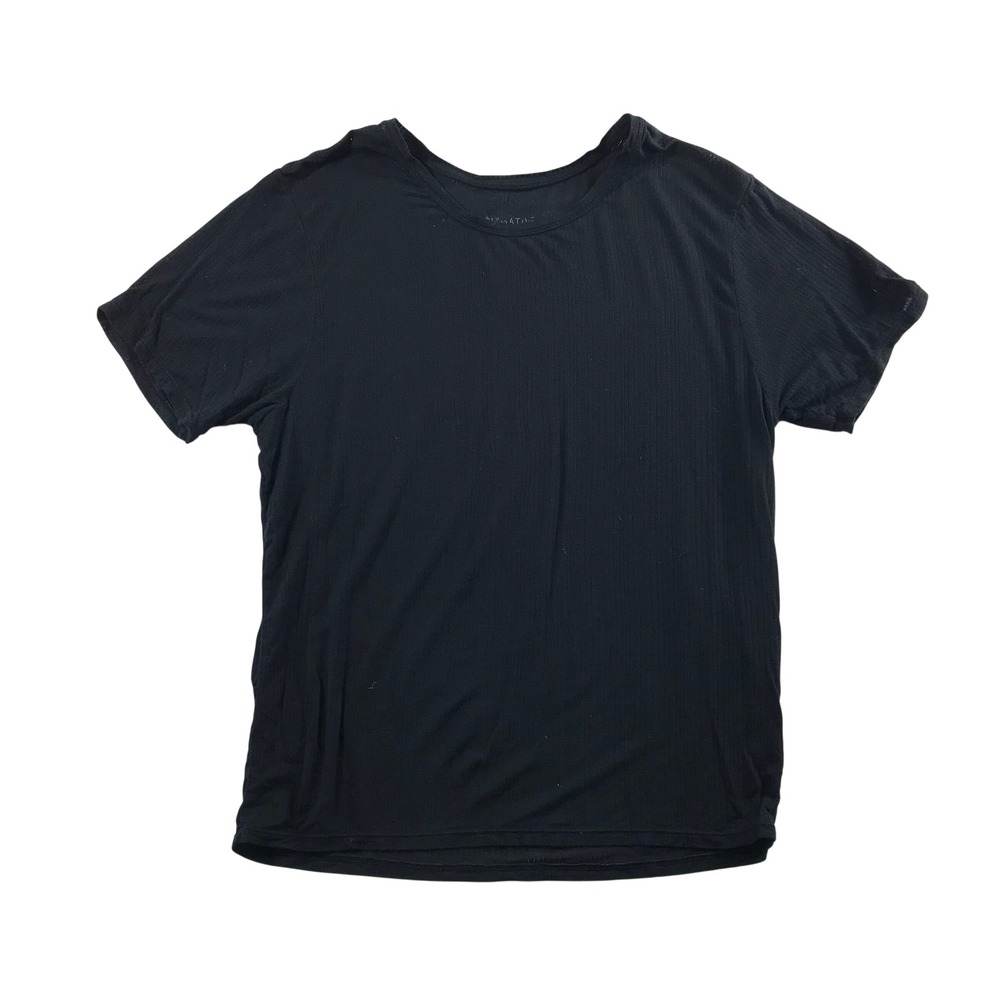 Negative Underwear Whipped Short Sleeve Crew Neck Top Black Ribbed Size L